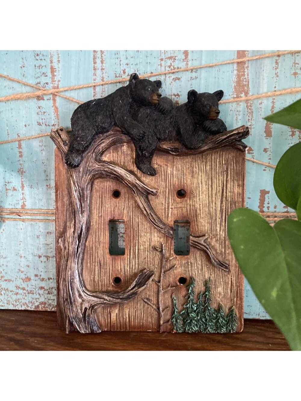 Black Bear Cub Double Toggle Light Switch Wall Plate Cover Cabin Lodge Decor